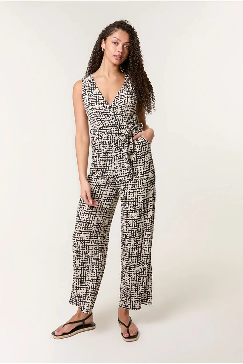Blue Vanilla Belted jumpsuit tuta multicolore scollo V
