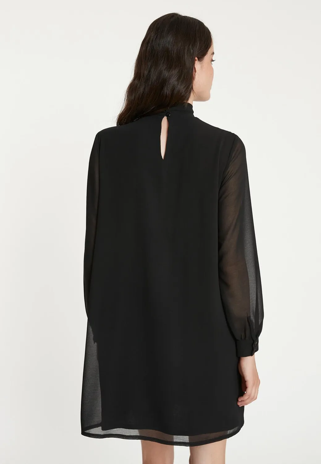 Ana Alcazar Tiwa abito chiffon nero corto da sera