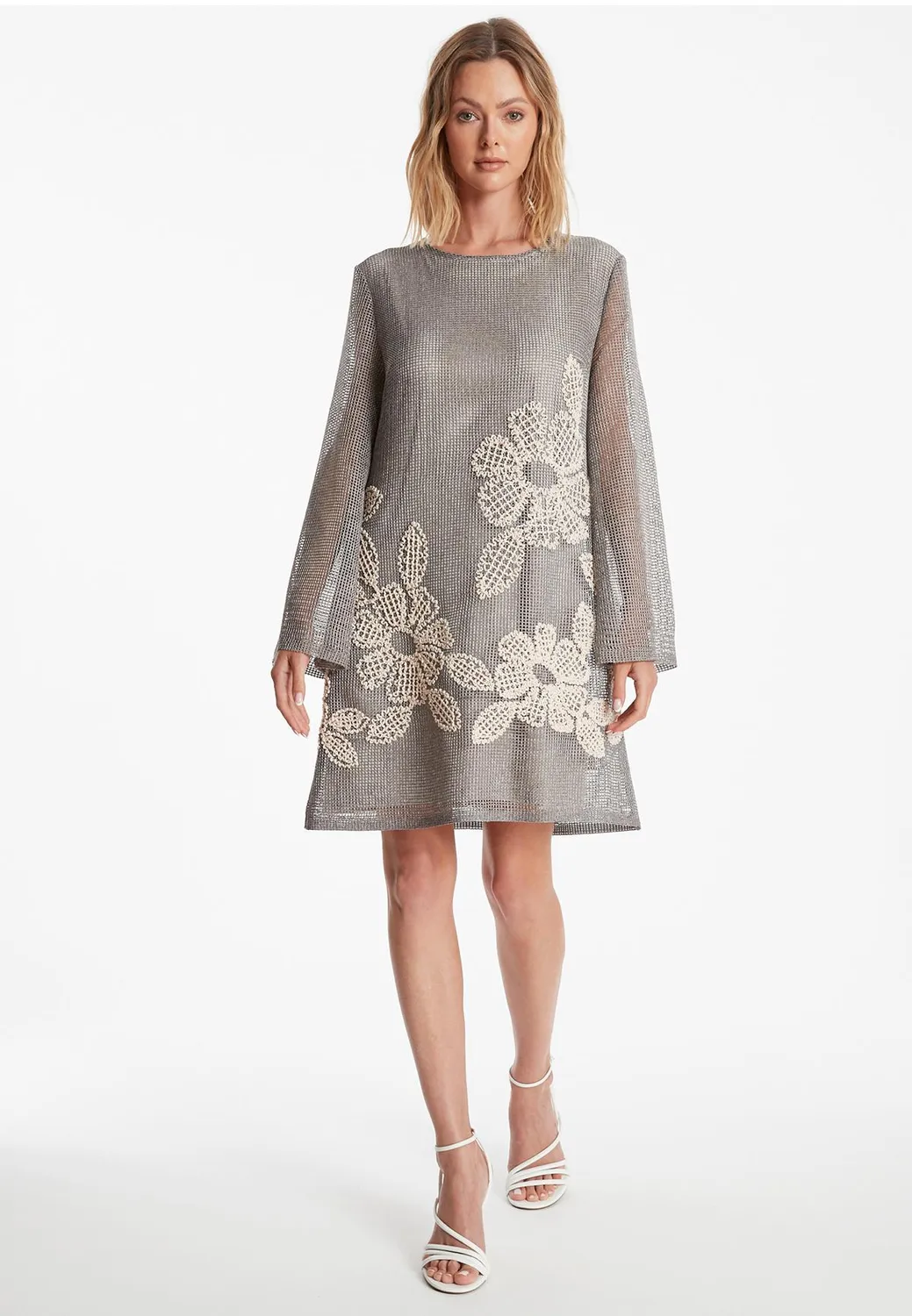 Ana Alcazar Zalia abito tunica crochet grigio