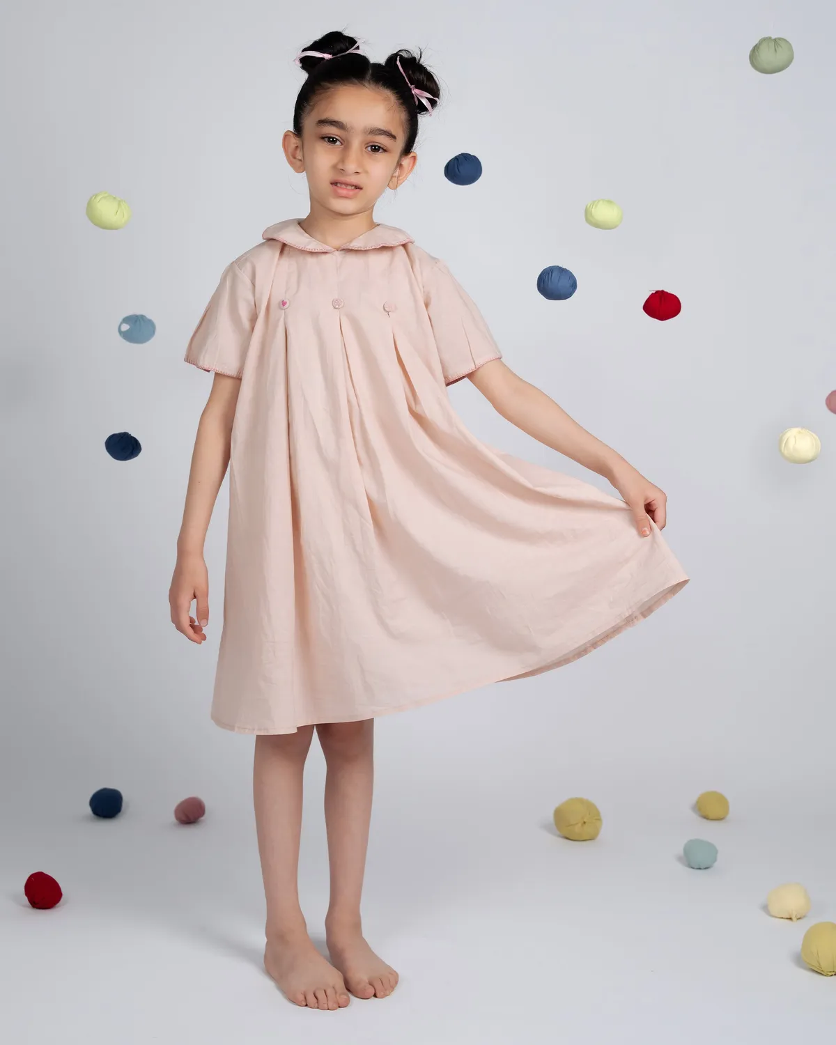 Our Dve Coco abito bambina cotone rosa flamingo