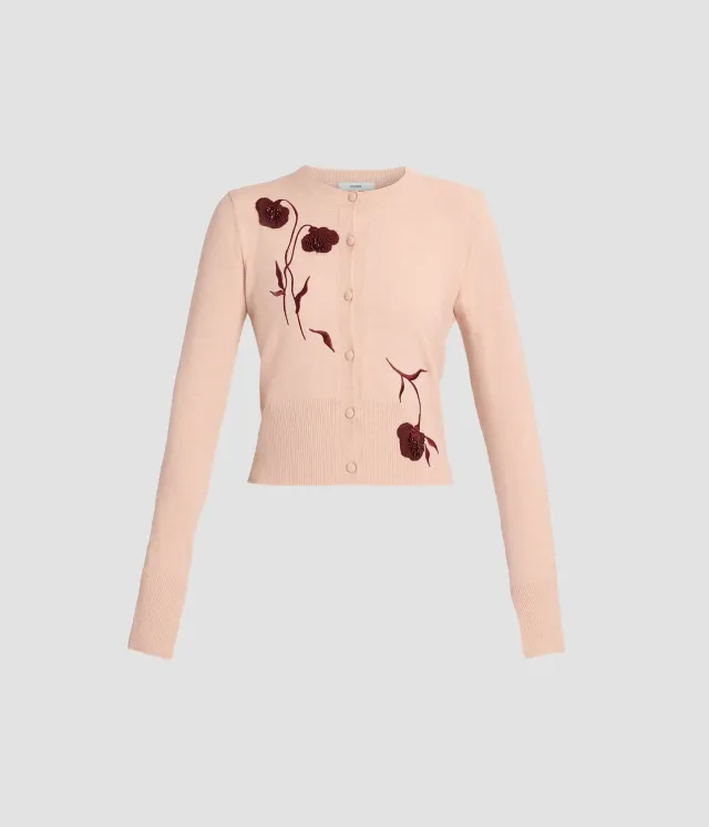 Erdem Embroidered Fitted cardigan rosa ricamo