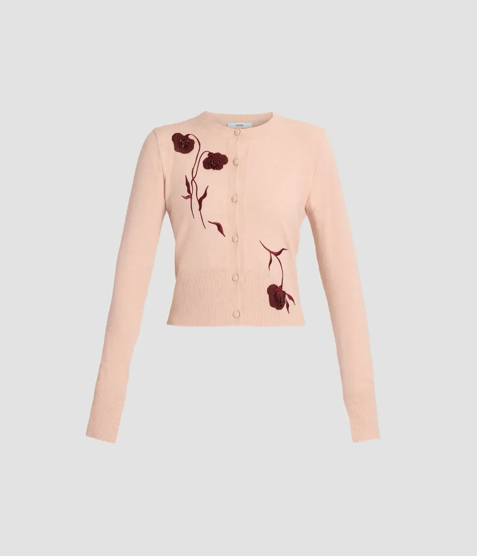 Erdem Embroidered Fitted cardigan rosa ricamo