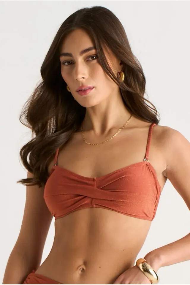 Gini London Twisted top bikini ruggine metallizzato