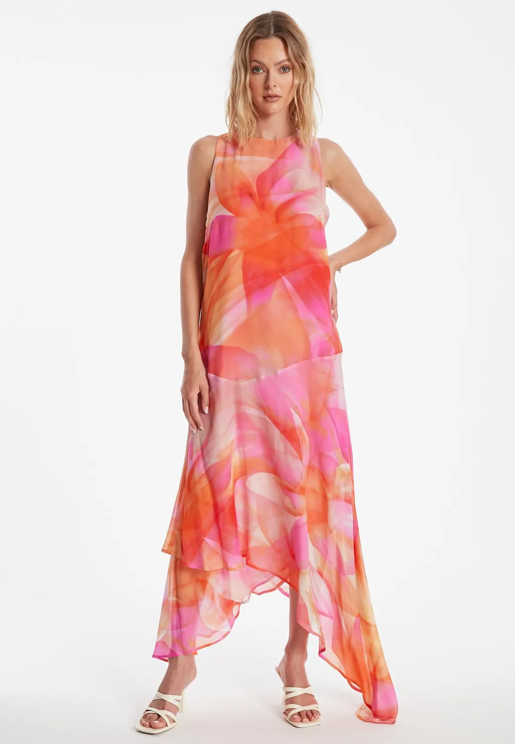Ana Alcazar Zela abito maxi chiffon floreale