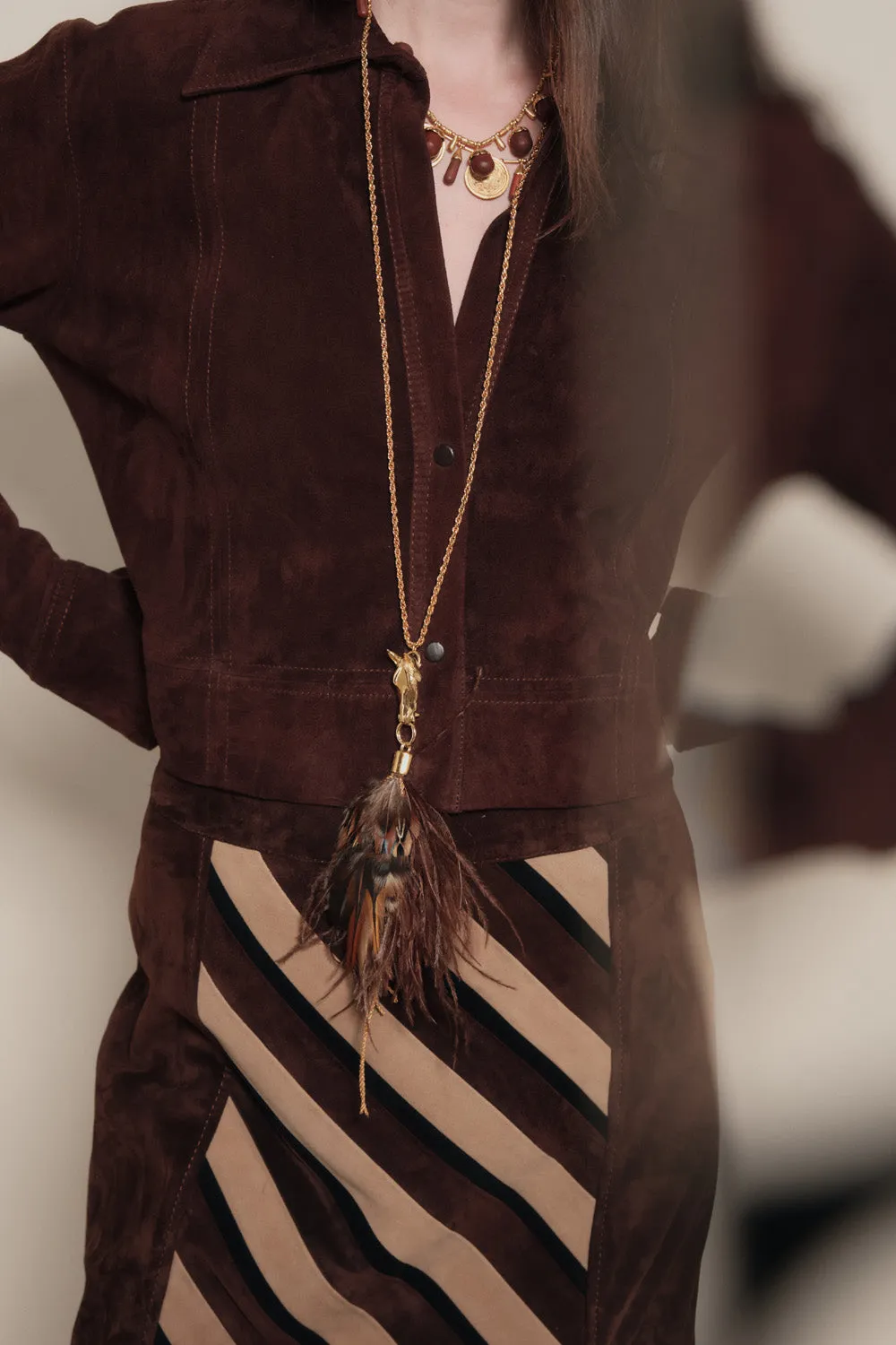 Johanna Ortiz Cropped Body camicia pelle marrone corto