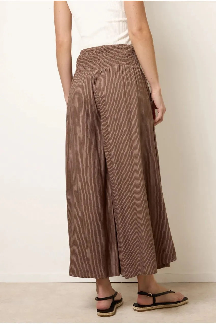 Blue Vanilla Wide Leg pantaloni mocha vita arricciata estivi