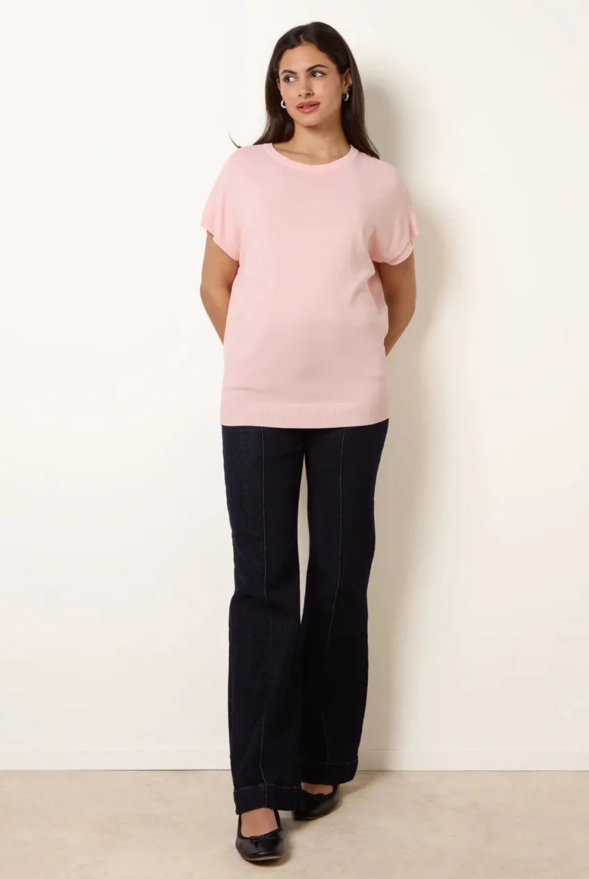 Blue Vanilla top maglia rosa maniche corte oversize