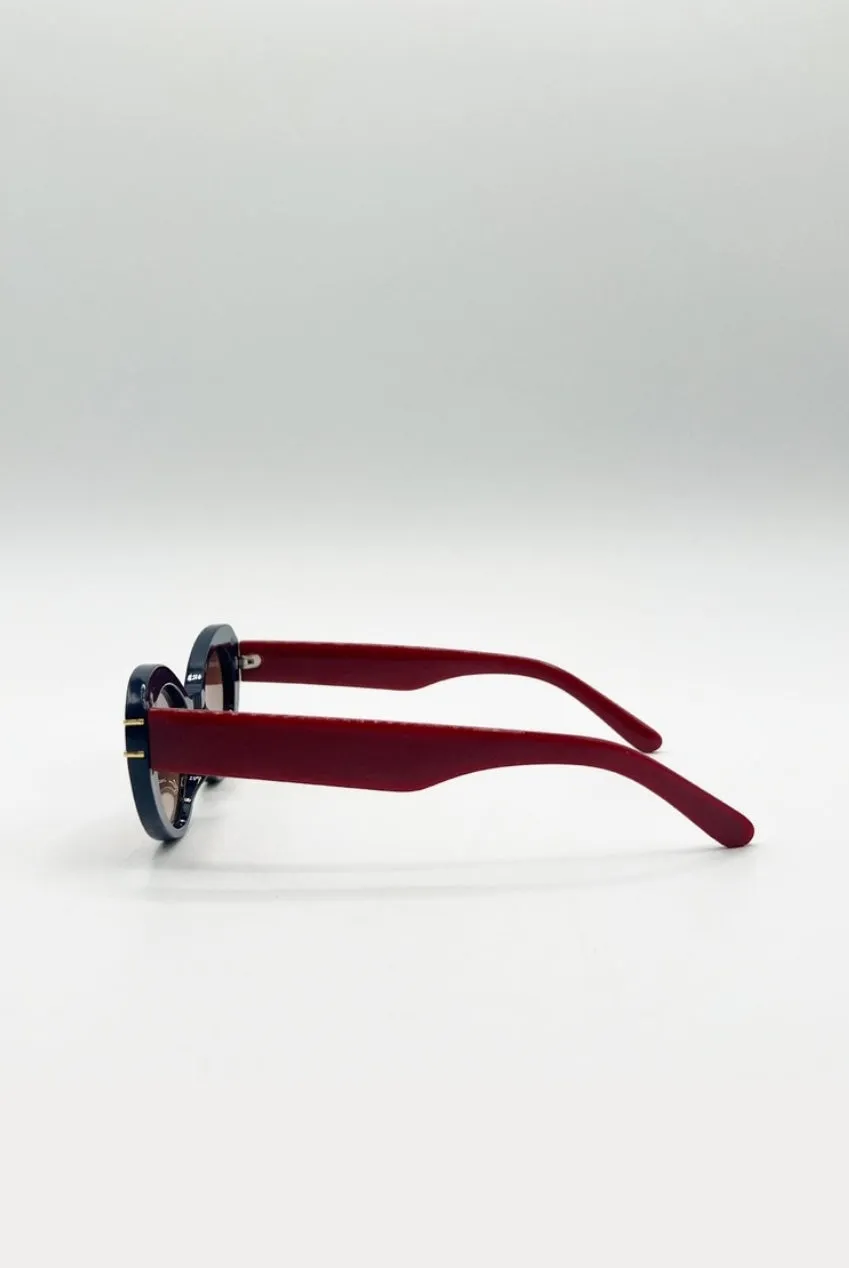 SVNX Oval Cat-Eye occhiali da sole blu marroni