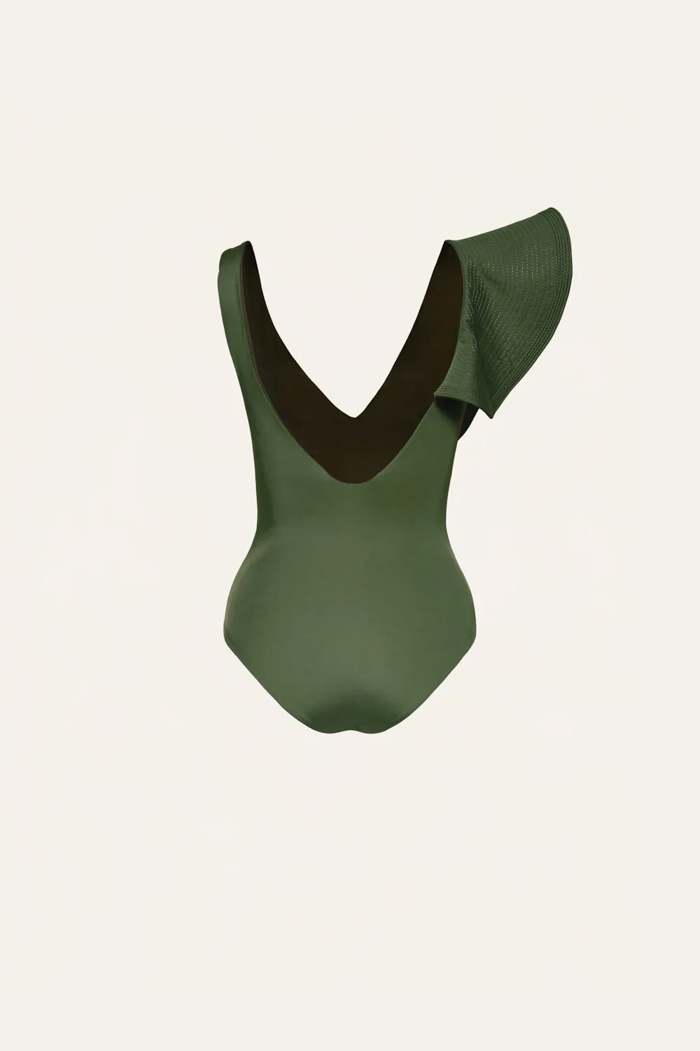 Johanna Ortiz Boleros costume intero verde volant lycra
