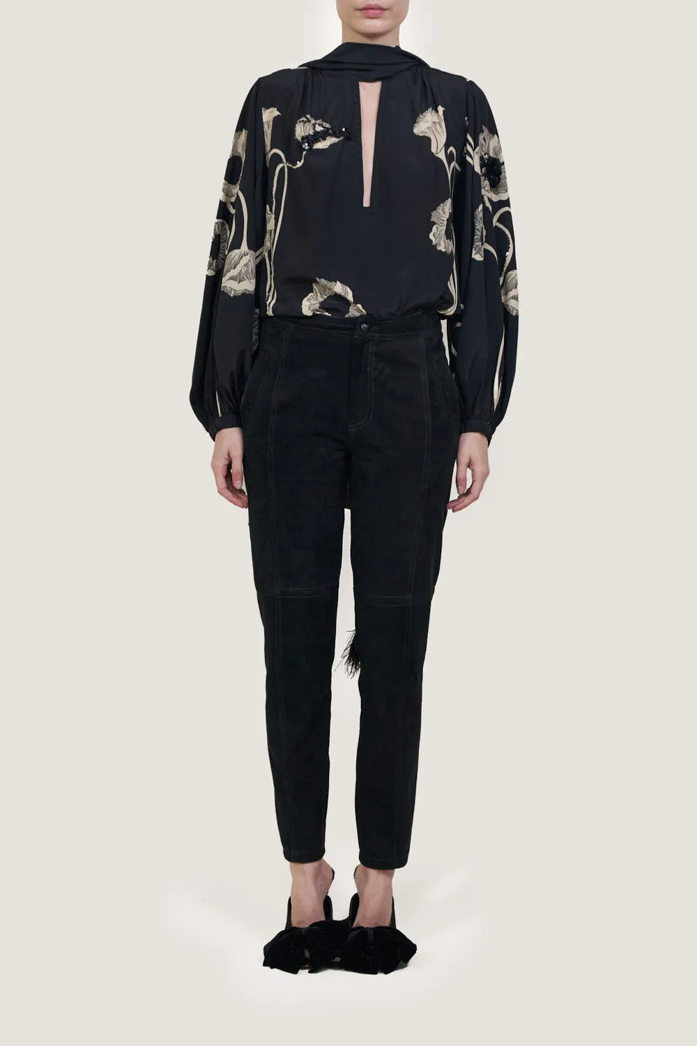 Johanna Ortiz Shadow Origin pantalone pelle nero
