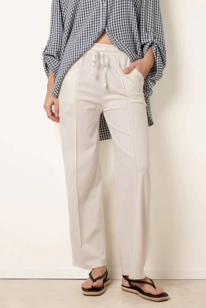 Blue Vanilla pantaloni bianchi donna vita con lacci