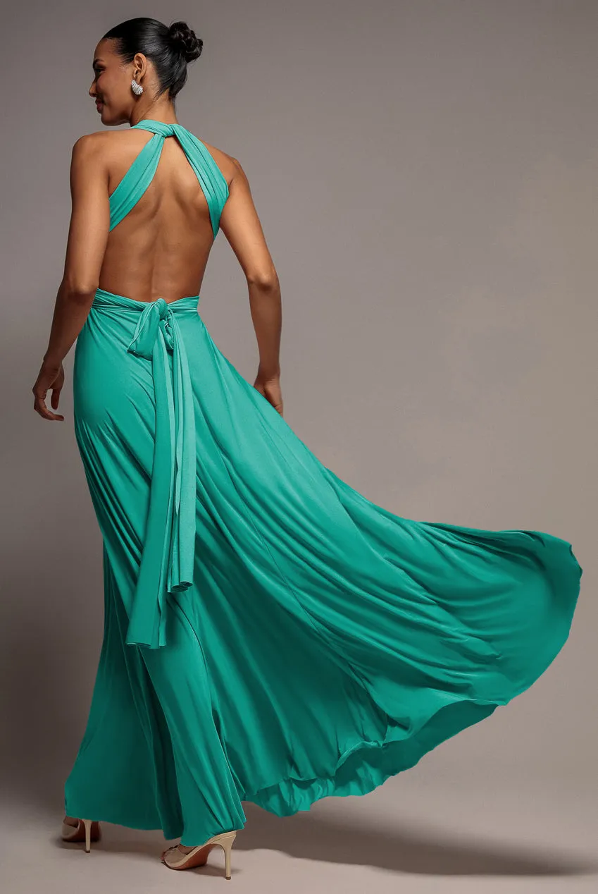 Goddiva Multiway Tie-Up abito maxi giada multiuso