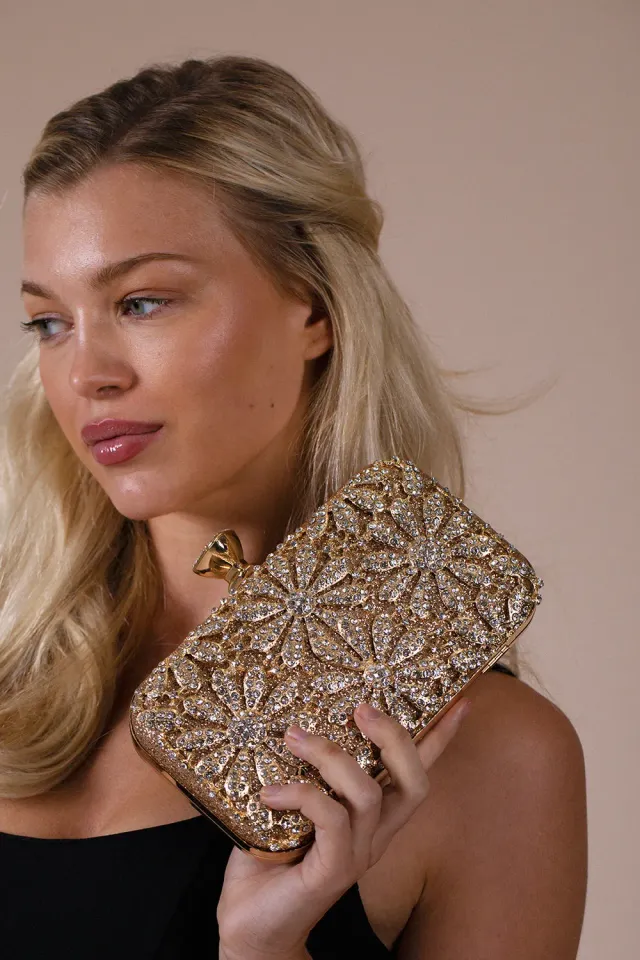 SVNX clutch pochette oro margherite catena