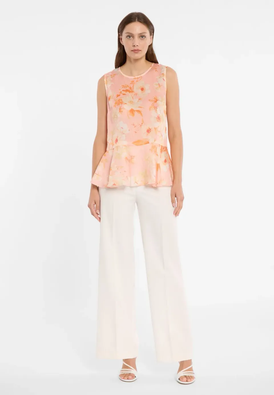 Ana Alcazar Dorivay top peplum floreale rosa