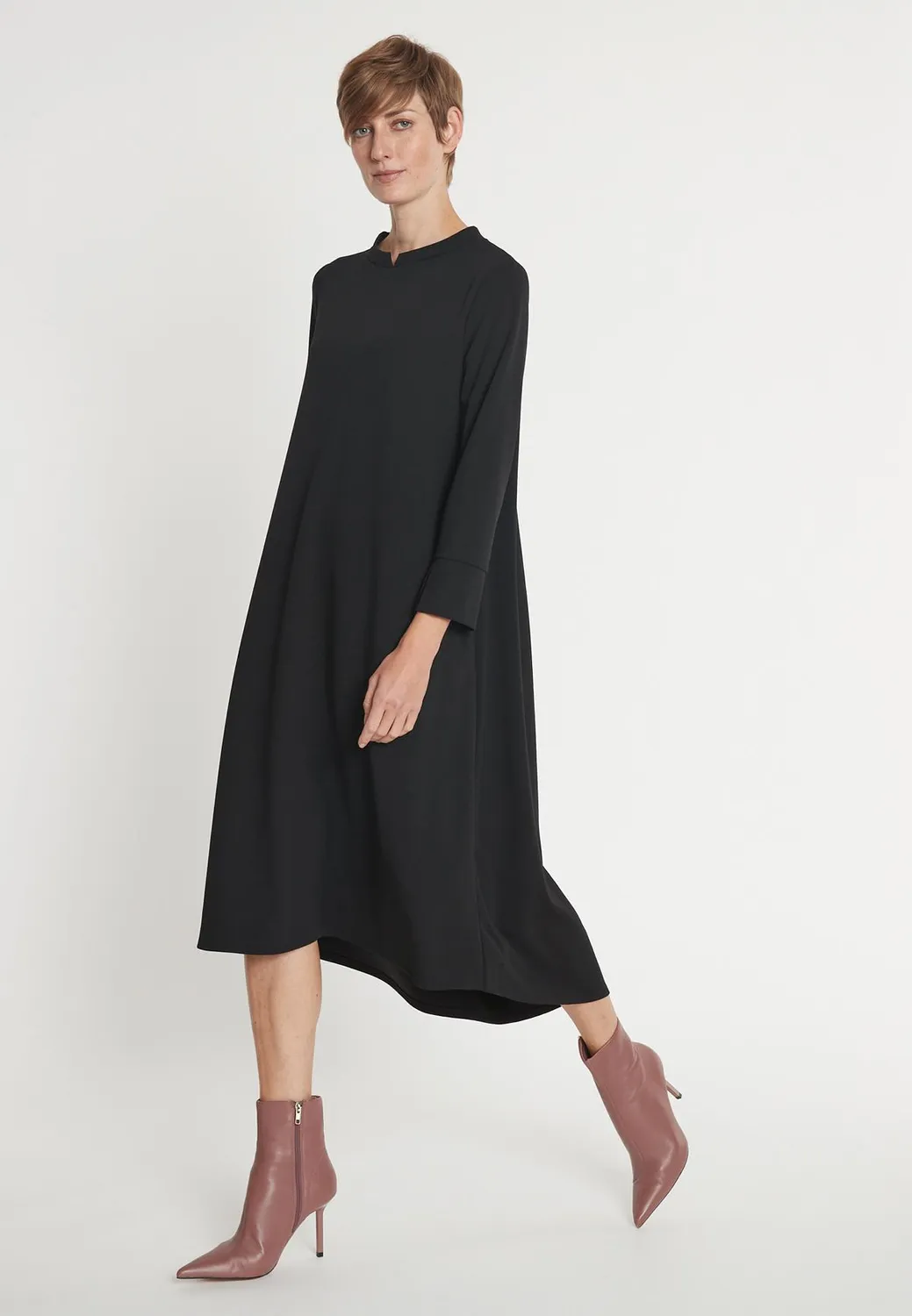 Ana Alcazar Melea abito ampio nero midi jersey
