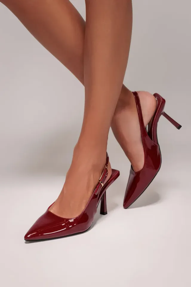 Goddiva slingback decollete bordeaux vernice tacco