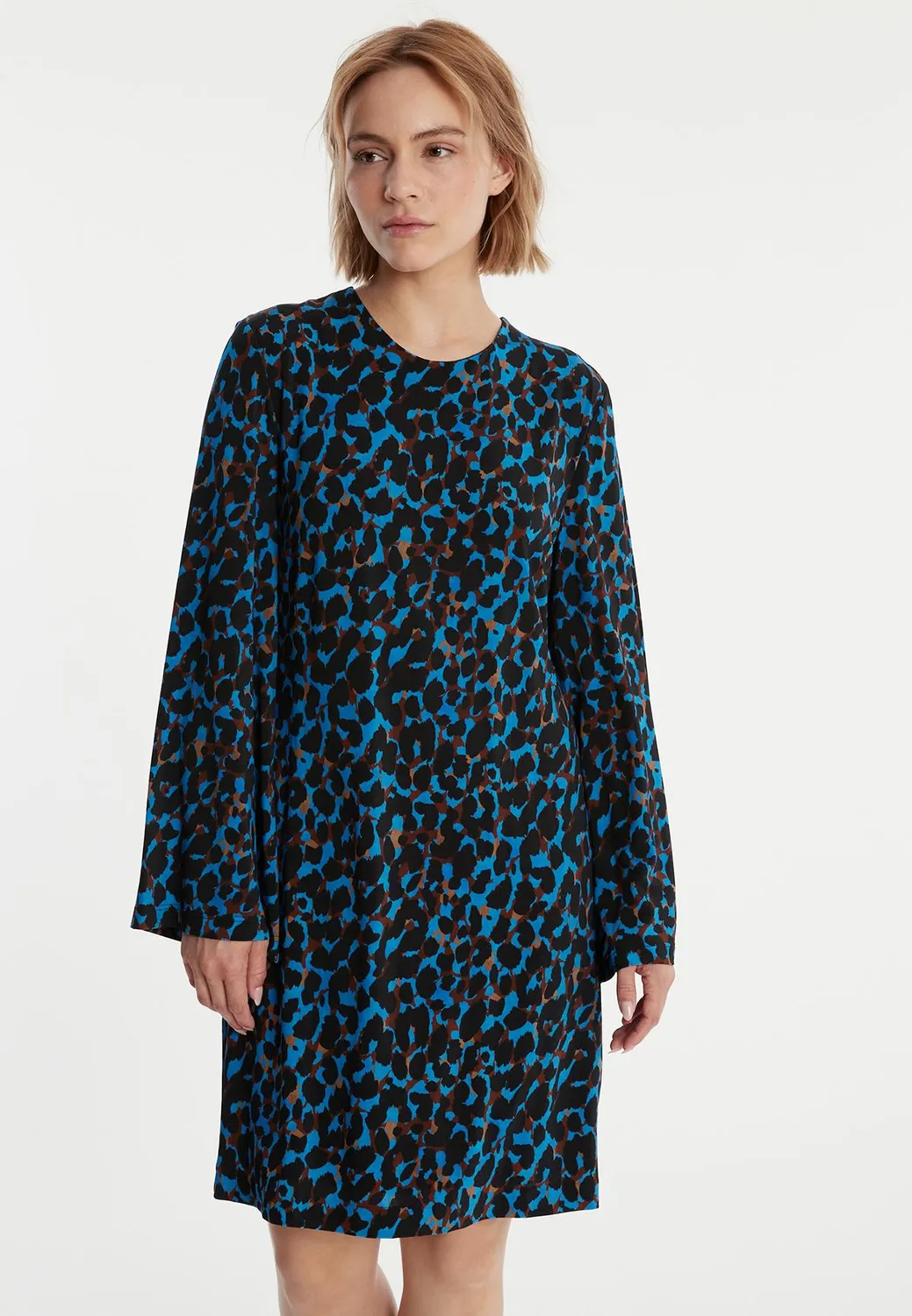 Ana Alcazar Pernira tunica blu animalier jersey
