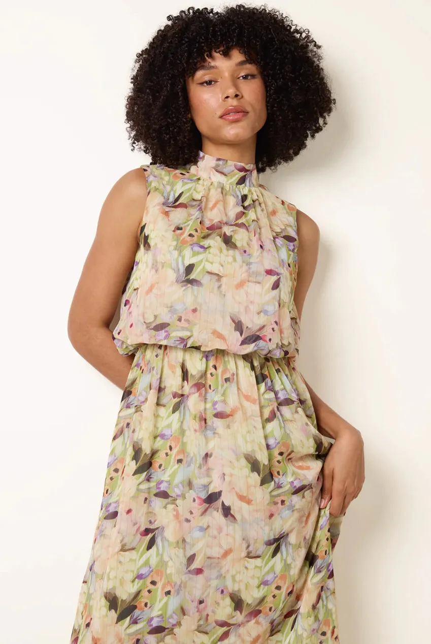 Blue Vanilla Watercolour abito midi verde floreale