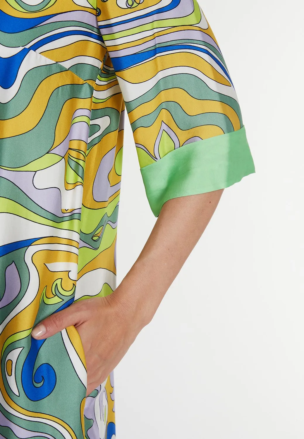 Ana Alcazar Pebola chemisier midi verde satin fantasia