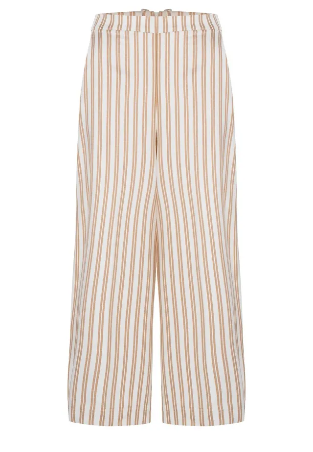 Ana Alcazar Zatila culotte viscosa bianca riga beige