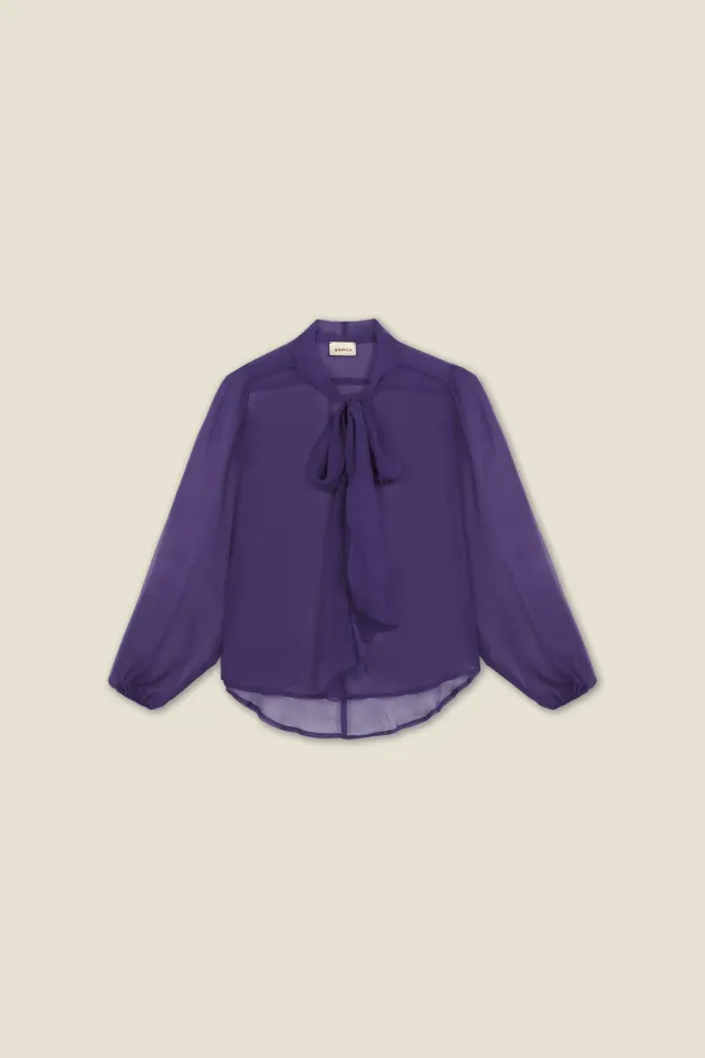 Dahlia Lazo blusa seta georgette fiocco collo