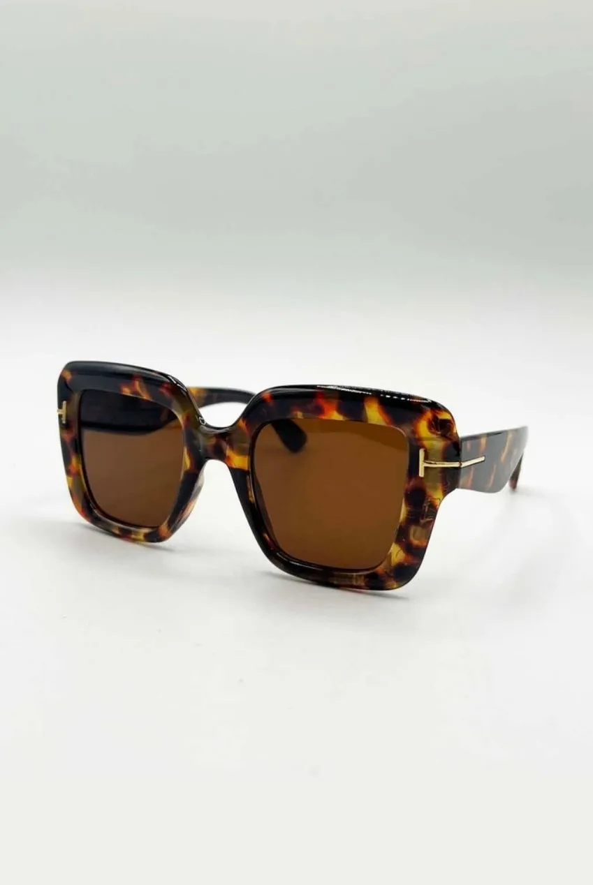 SVNX Bold Square occhiali da sole leopardo marrone