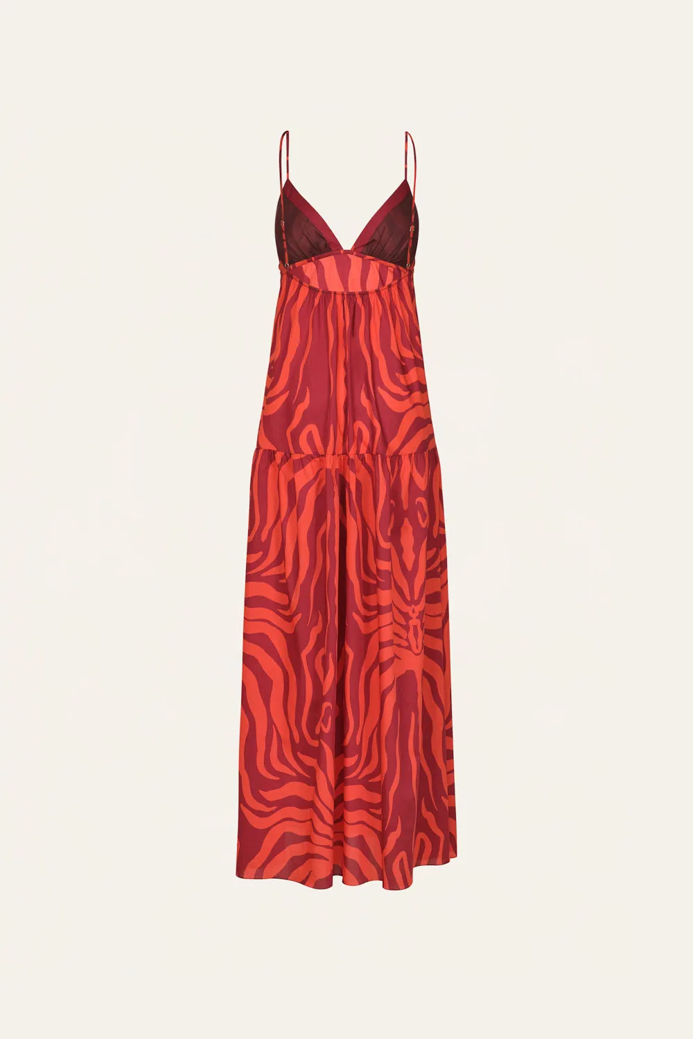 Johanna Ortiz Zea Palm maxi abito cotone vinaccia