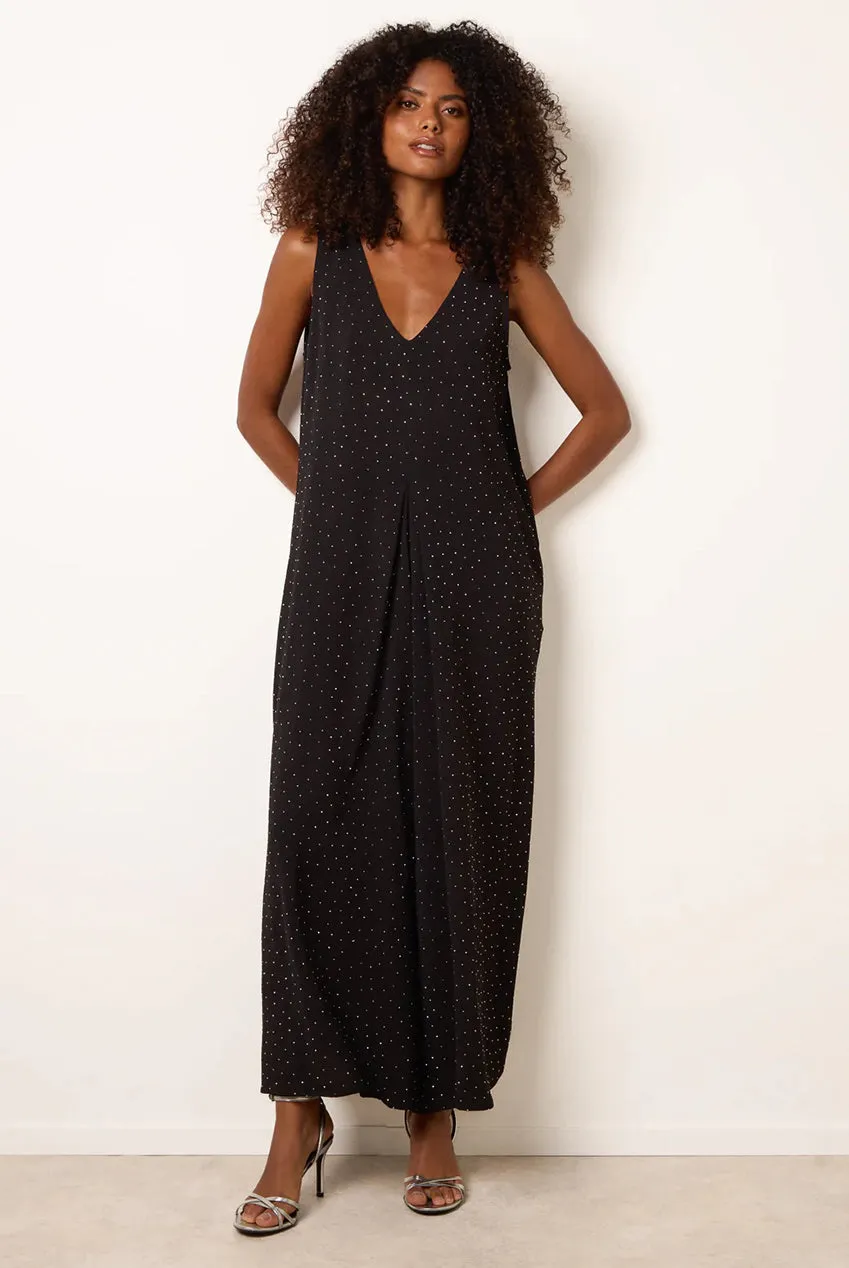 Blue Vanilla Pleat Front Diamante tuta Nero S/M sera
