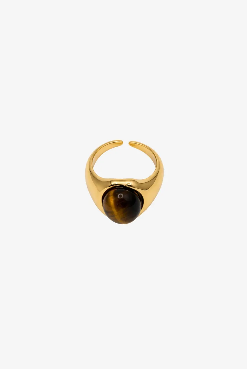 Uchi & Soto Nekomeishi Anello Oro Occhio di Tigre