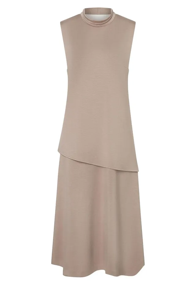 Ana Alcazar Hedea abito midi beige collo alto
