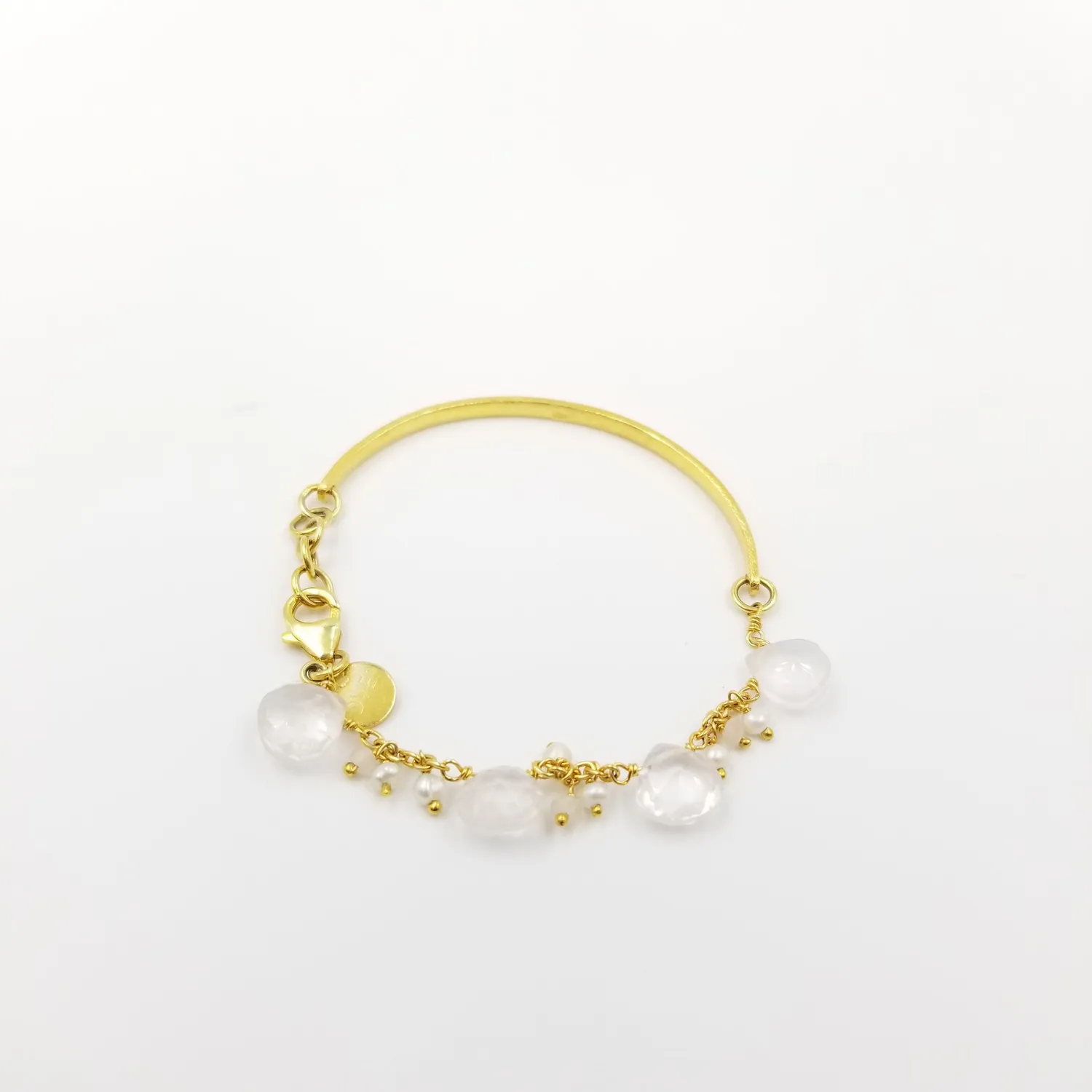 Our Dve Rose Quartz Pearl Bracelet-Band bracciale quarzo rosa oro