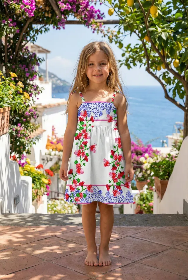 Antica Sartoria FC254 abito bimba fucsia cotone