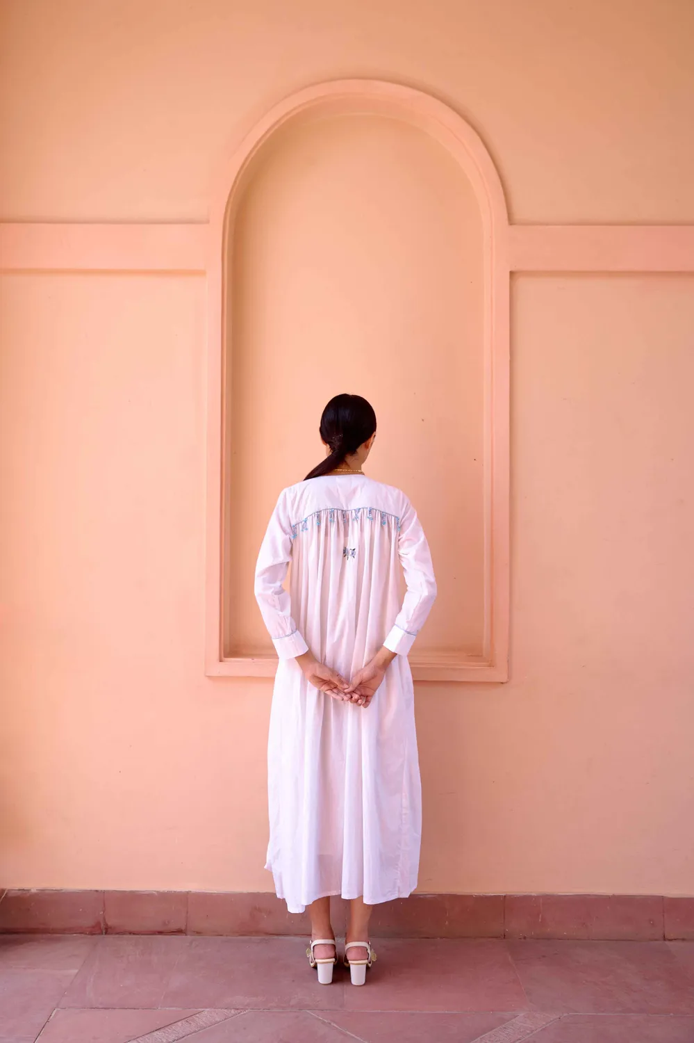 Our Dve Zeno White Printed abito bianco stampato smock