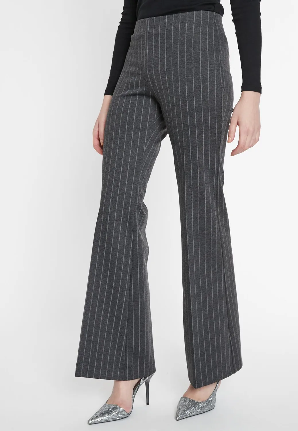 Ana Alcazar Solora pantaloni lunghi gessati grigi