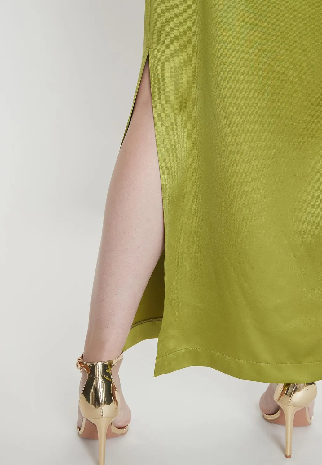 Ana Alcazar Pahali abito lungo verde halter