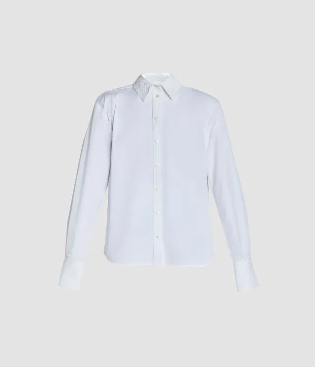 Erdem Cotton Poplin camicia bianca maniche lunghe pizzo