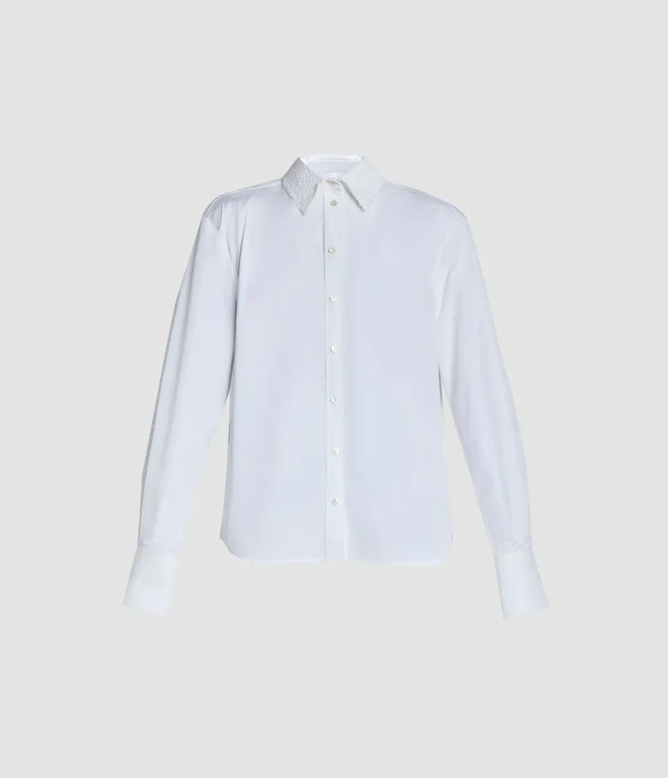 Erdem Cotton Poplin camicia bianca maniche lunghe pizzo