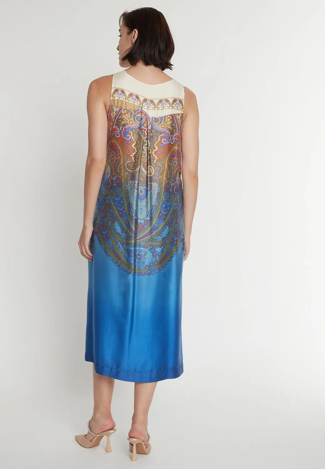 Ana Alcazar Pamita abito midi raso blu paisley