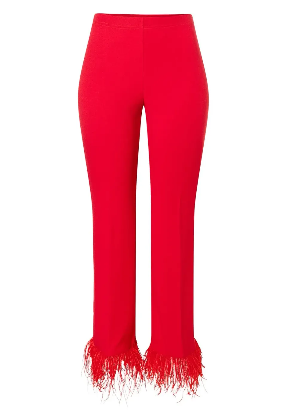 Ana Alcazar Okina pantaloni cropped rossi con piume