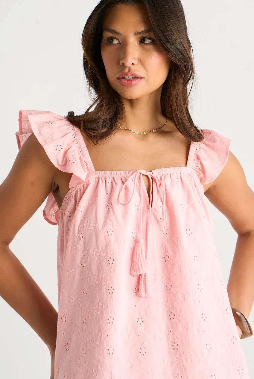 Gini London Top Rosa Pizzo Sangallo Volant