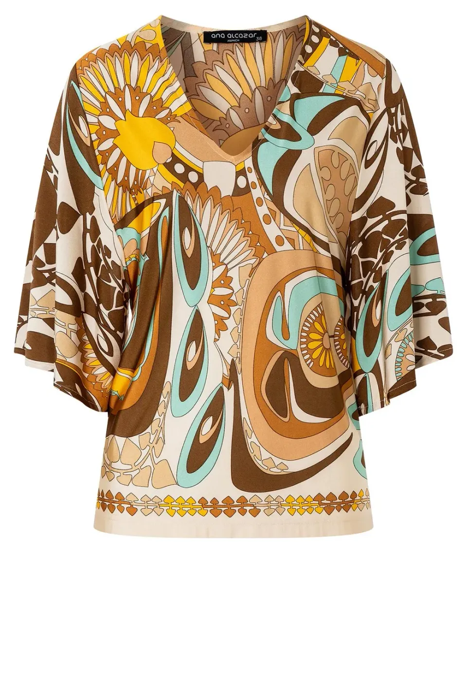 Ana Alcazar Pikasa top scollo V fantasia marrone