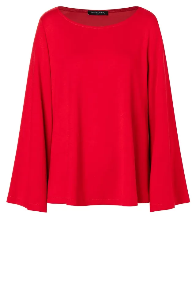 Ana Alcazar Sitia top jersey rosso maniche tromba