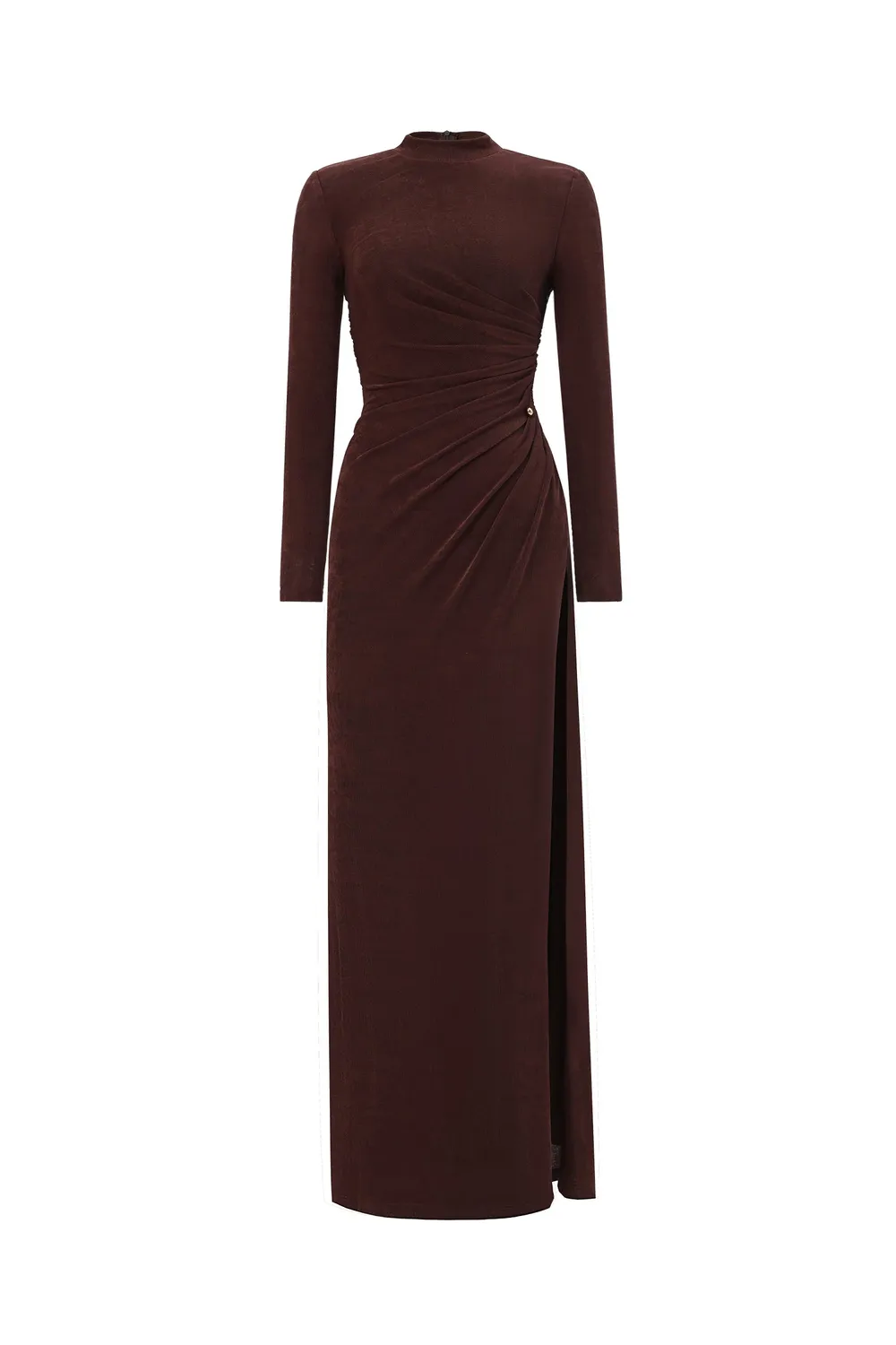Bella Barnett Ivy abito maxi marrone maniche lunghe knit