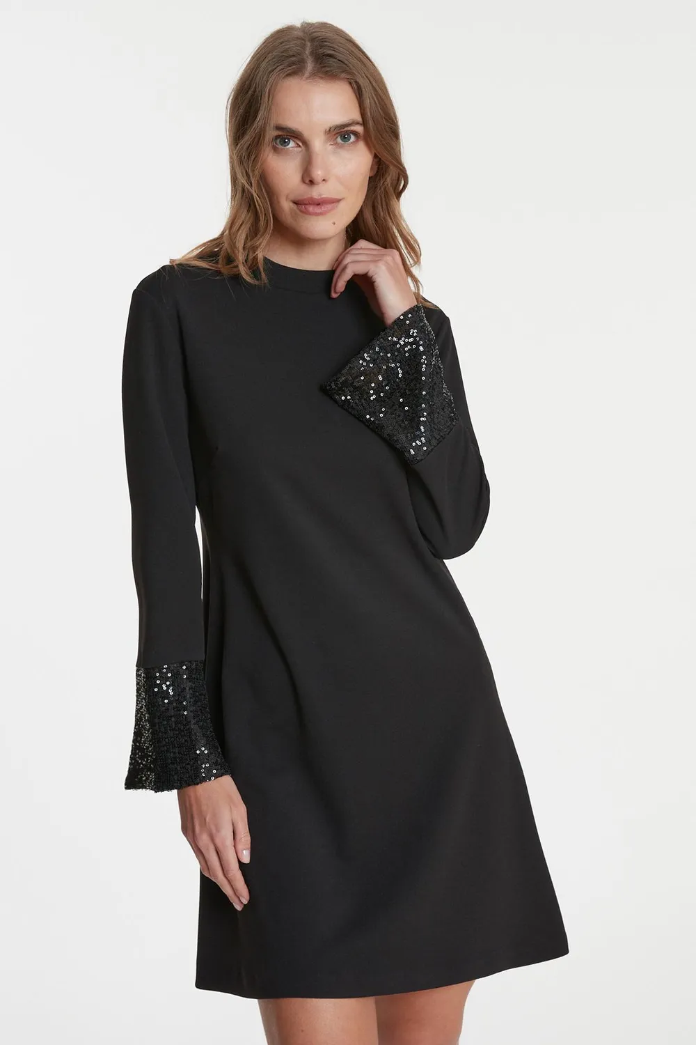 Ana Alcazar Tafena abito paillettes nero sera