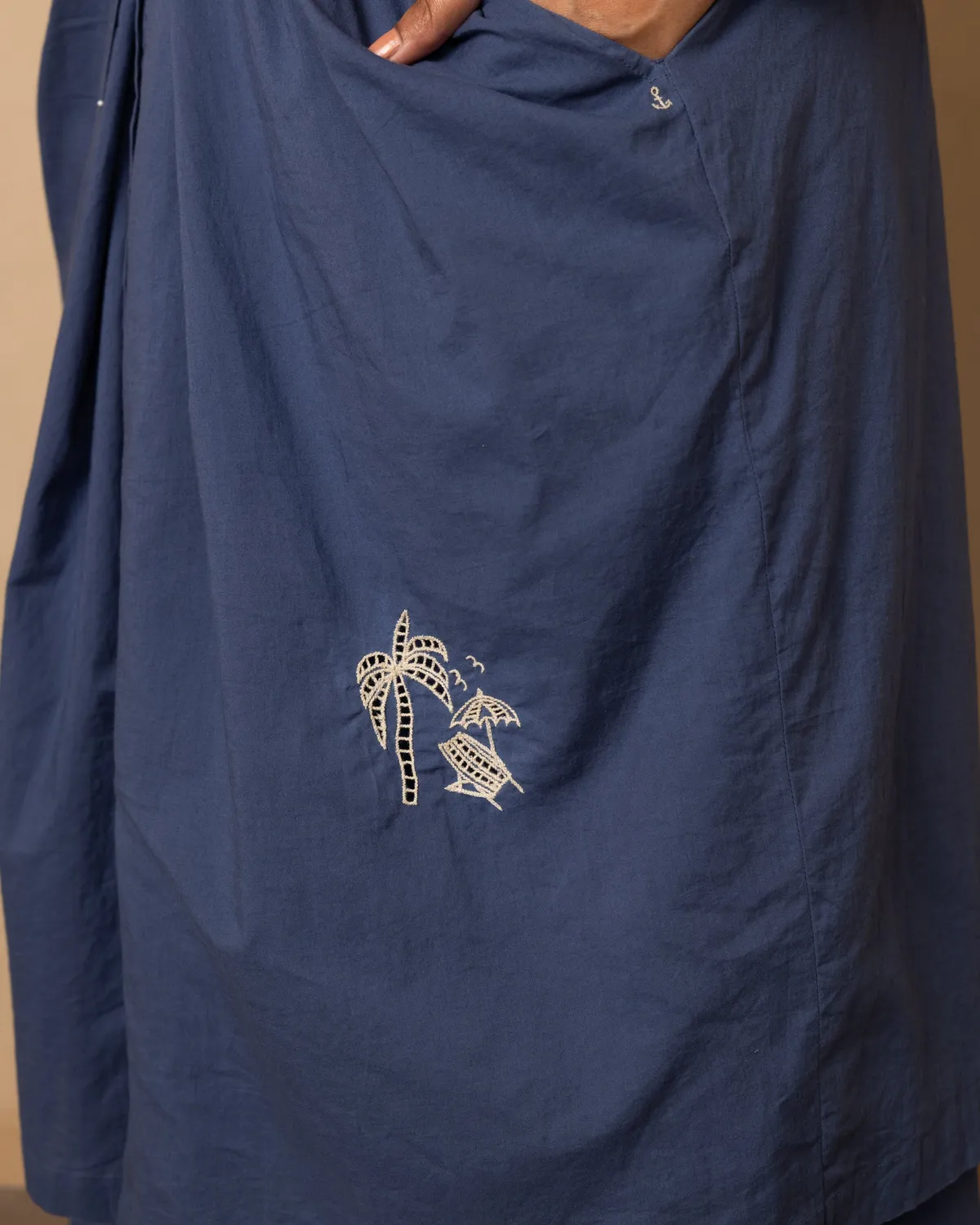 Our Dve Dune gonna blu coordinata cotone