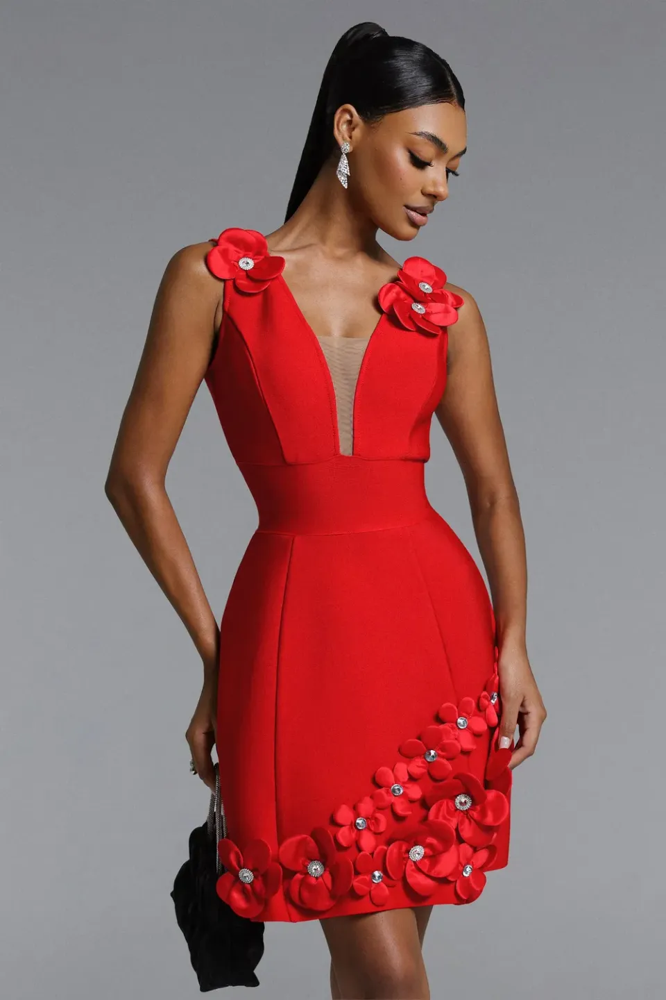 Bella Barnett Juyce abito mini rosso floreale bandage