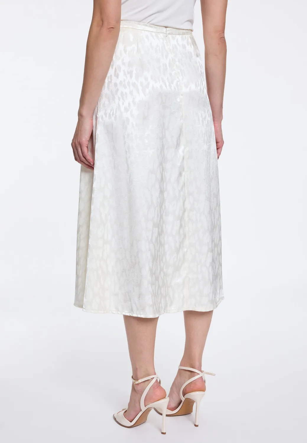 Ana Alcazar Dorya gonna satin midi avorio