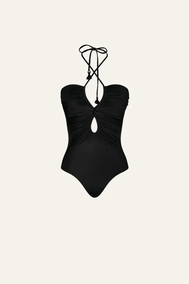 Johanna Ortiz Coral Reef costume intero nero halter