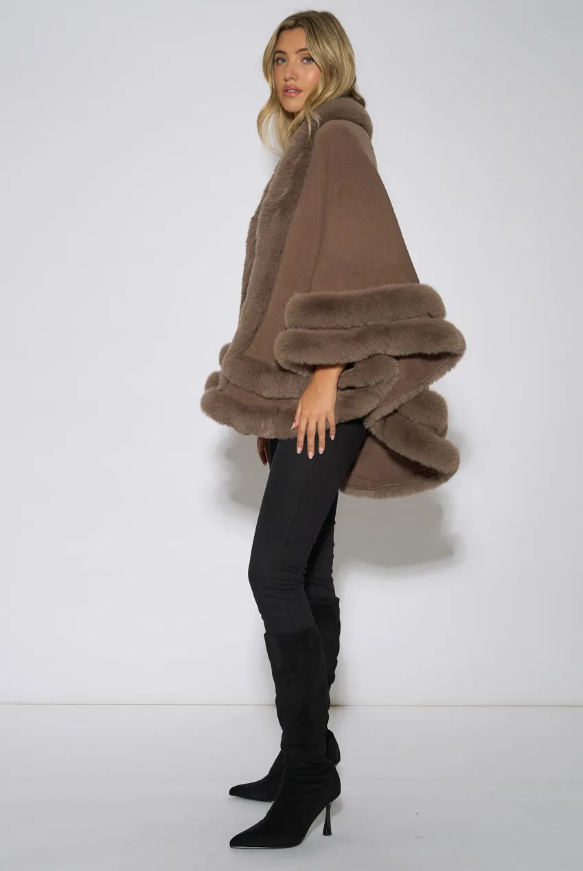 Gini London Double Layer mantella marrone pelliccia