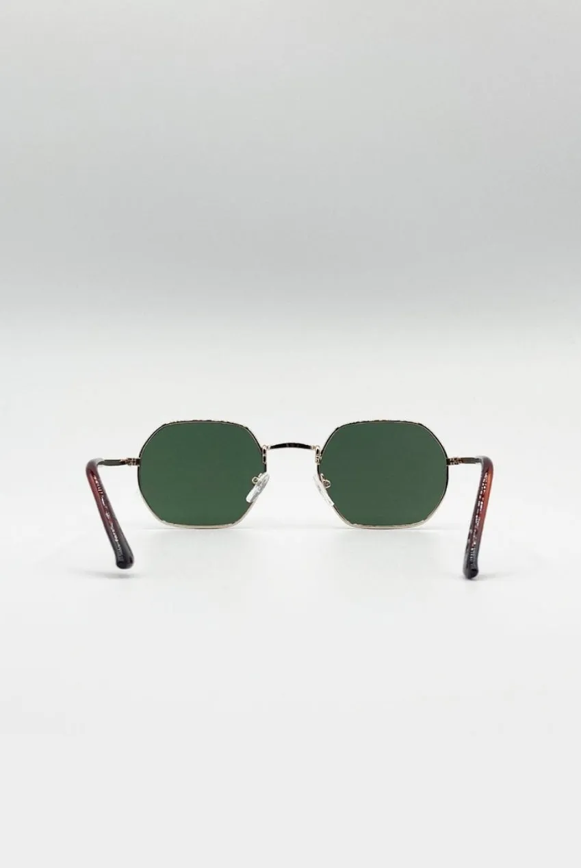 SVNX SG2607924 occhiali sole oro esagonali lenti verdi